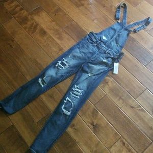 American Eagle Destroyed Jegging Overalls